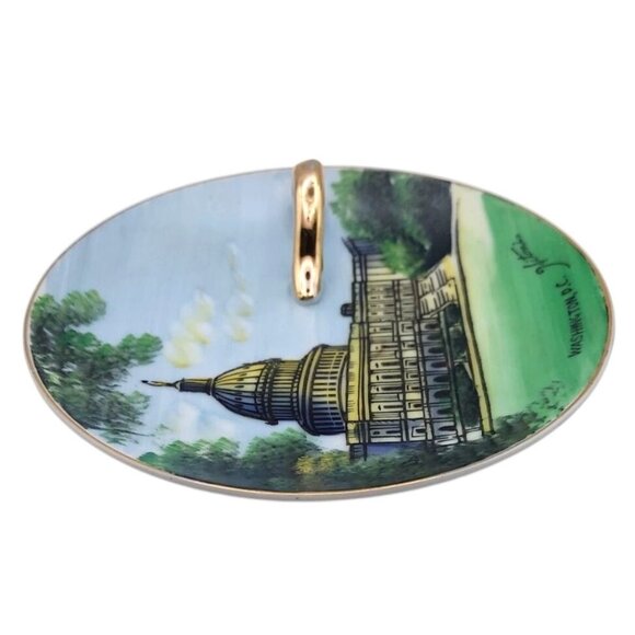 Vintage Hand Painted Washington DC Capital Building Souvenir Plate w/ Handle - Picture 3 of 7